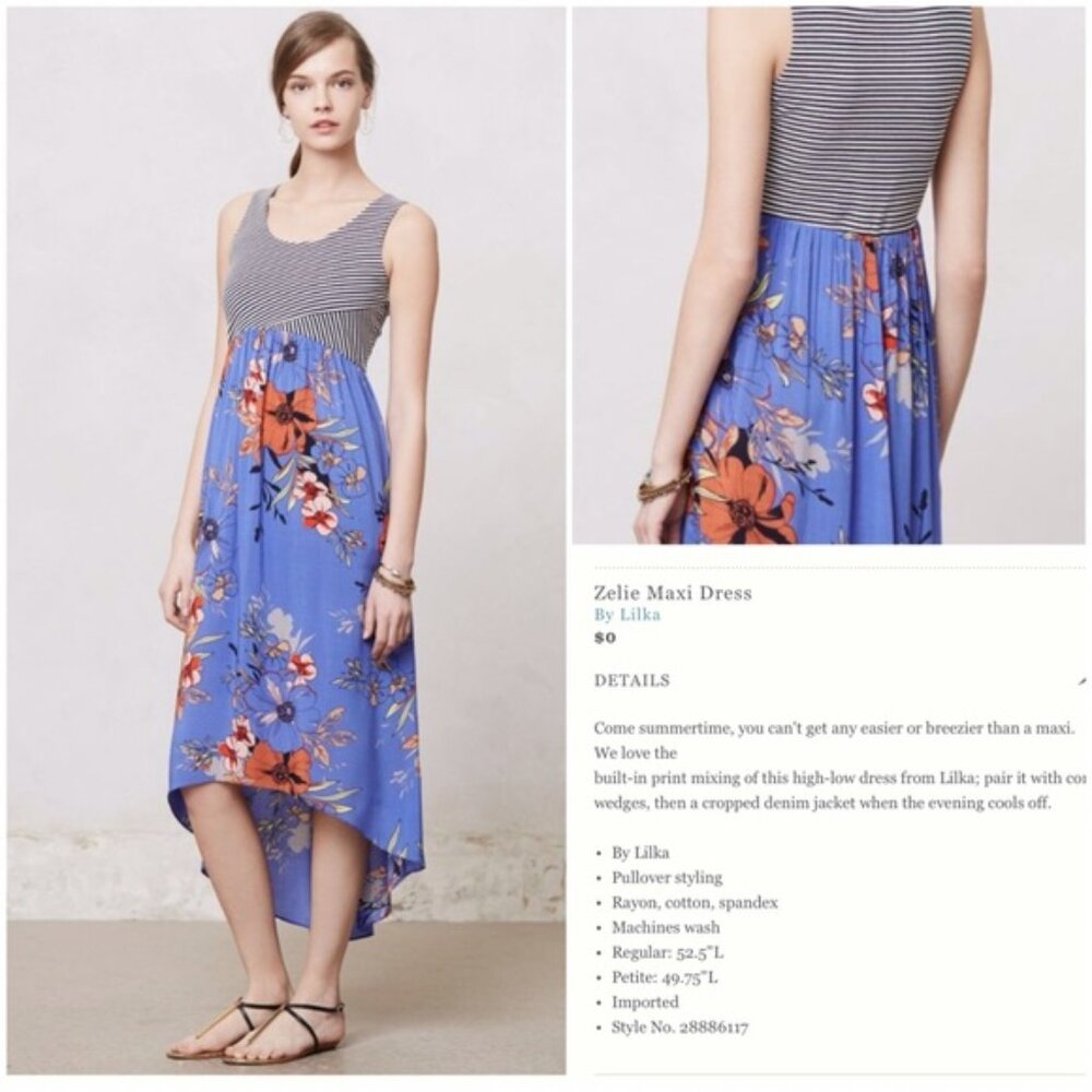 Anthropologie Lilka Zelie High-Low Maxi dress Size M